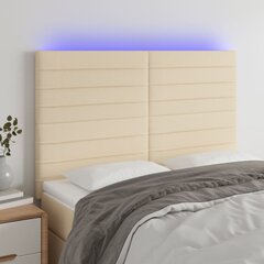 Galvūgalis su LED, Audinys, 144x5x118/128 cm, kreminė spalva kaina ir informacija | Lovos | pigu.lt