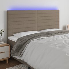 Galvūgalis su LED, Audinys, 200x5x118/128cm, taupe spalva цена и информация | Кровати | pigu.lt