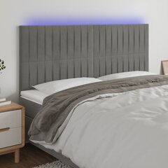 Galvūgalis su led, šviesiai pilkas, 160x5x118/128cm kaina ir informacija | Lovos | pigu.lt