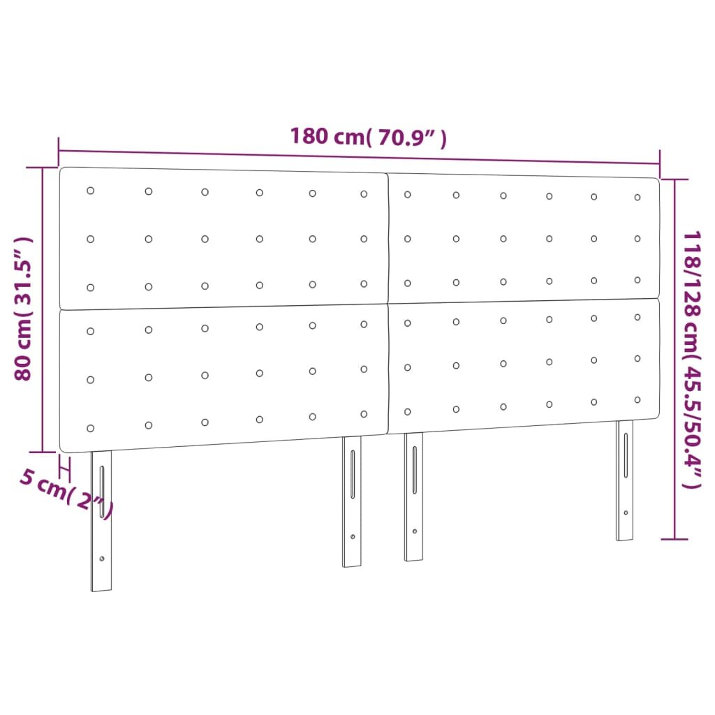 vidaXL Galvūgalis su LED, juodos spalvos, 180x5x118/128cm, aksomas kaina ir informacija | Lovos | pigu.lt