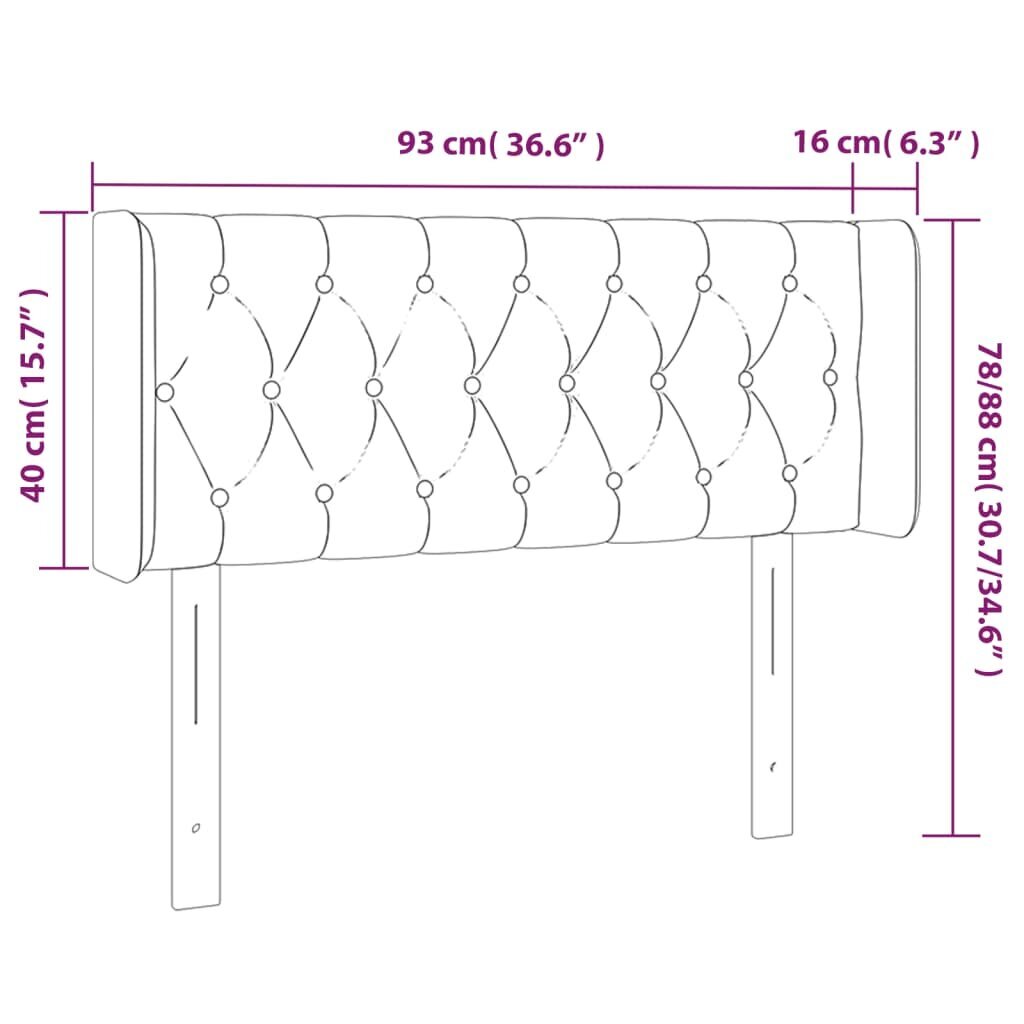 Galvūgalis su led, juodas, 93x16x78/88cm цена и информация | Lovos | pigu.lt