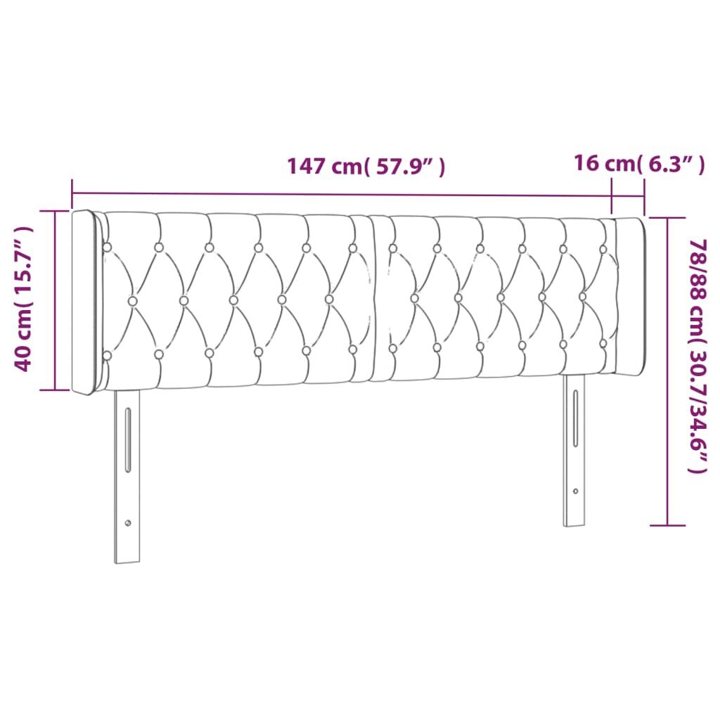 Galvūgalis su led, mėlynas, 147x16x78/88cm, audinys kaina ir informacija | Lovos | pigu.lt