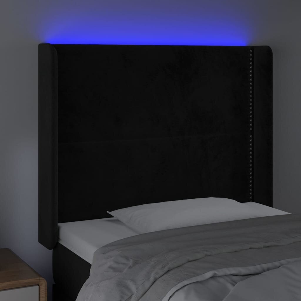 Galvūgalis su led, juodas, 83x16x118/128cm kaina ir informacija | Lovos | pigu.lt