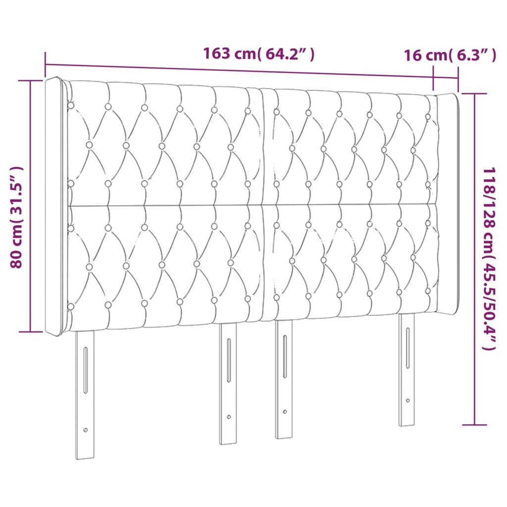 Galvūgalis su led, tamsiai rudos spalvos, 163x16x118/128cm kaina ir informacija | Lovos | pigu.lt