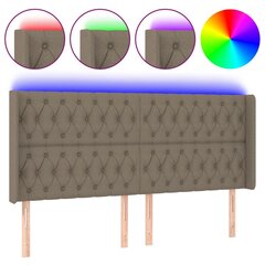 Galvūgalis su LED, Audinys, 183x16x118/128cm, taupe spalva цена и информация | Кровати | pigu.lt