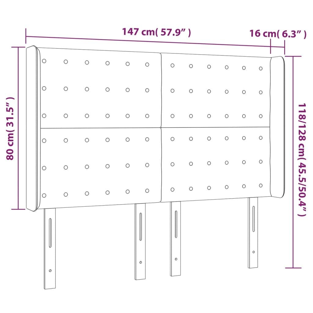 Galvūgalis su LED, Aksomas, 147x16x118/128cm, tamsiai žalia цена и информация | Lovos | pigu.lt