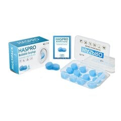 HASPRO silikoniniai ausų kištukai (27dB), 6 porų, mėlyni цена и информация | Защита для лица и головы | pigu.lt