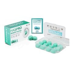 HASPRO silikoniniai ausų kištukai (27dB), 6 porų, žali цена и информация | Другие товары для плавания | pigu.lt