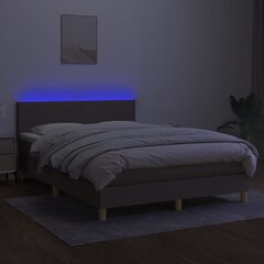 Lova su spyruoklėmis/čiužiniu/LED, taupe, 140x190 cm kaina ir informacija | Lovos | pigu.lt