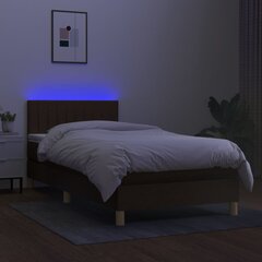 vidaXL Lova su spyruoklėmis/čiužiniu/LED, ruda, 80x200cm, audinys цена и информация | Кровати | pigu.lt