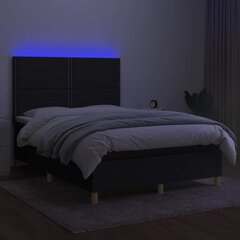 Lova su spyruoklėmis/čiužiniu/LED, juoda, 140x190 cm цена и информация | Кровати | pigu.lt