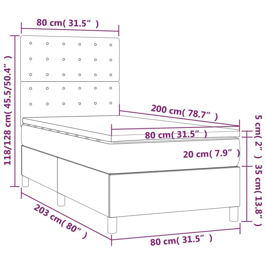 Lova vidaXL, 80x200cm, balta kaina ir informacija | Lovos | pigu.lt