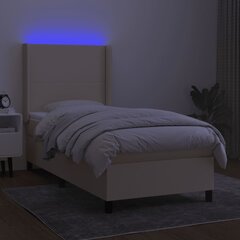 Lova su spyruoklėmis/čiužiniu/LED vidaXL, Audinys, 90x200 cm, kreminė spalva цена и информация | Кровати | pigu.lt