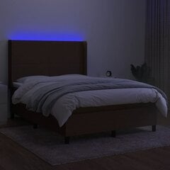 Lova su spyruoklėmis/čiužiniu/LED vidaXL, 140x200 cm, ruda цена и информация | Кровати | pigu.lt