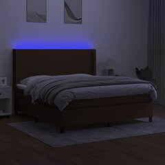 vidaXL Lova su spyruoklėmis/čiužiniu/LED, ruda, 180x200 cm, audinys kaina ir informacija | Lovos | pigu.lt
