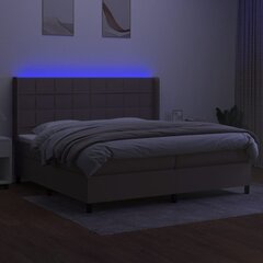 vidaXL Lova su spyruoklėmis/čiužiniu/LED, taupe, 200x200 cm, audinys цена и информация | Кровати | pigu.lt