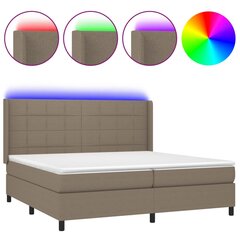 vidaXL Lova su spyruoklėmis/čiužiniu/LED, taupe, 200x200 cm, audinys цена и информация | Кровати | pigu.lt