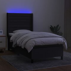 vidaXL Lova su spyruoklėmis/čiužiniu/LED, juoda, 100x200 cm, audinys kaina ir informacija | Lovos | pigu.lt