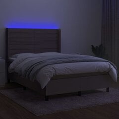 Lova su spyruoklėmis/čiužiniu/LED, taupe, 140x190 cm kaina ir informacija | Lovos | pigu.lt