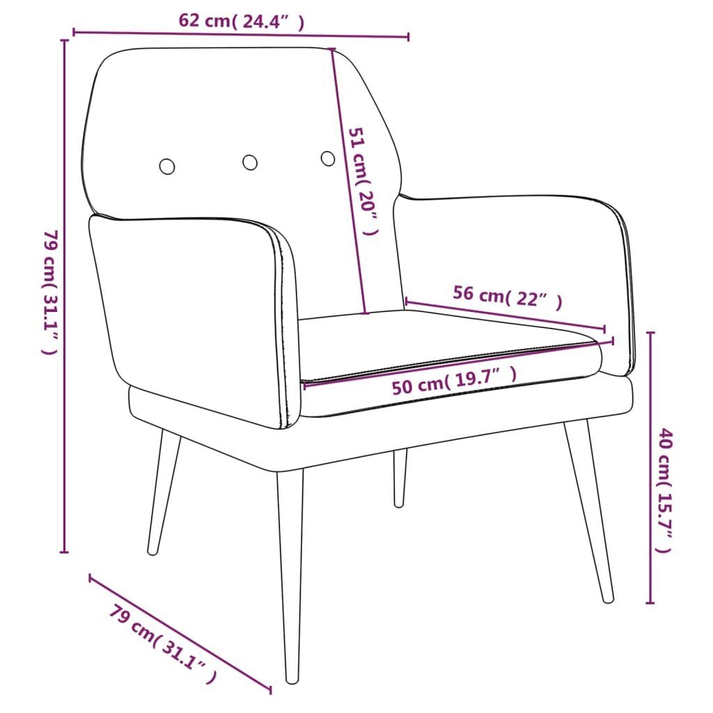 Krėslas vidaXL, Aksomas, 62x79x79cm, geltona kaina ir informacija | Svetainės foteliai | pigu.lt