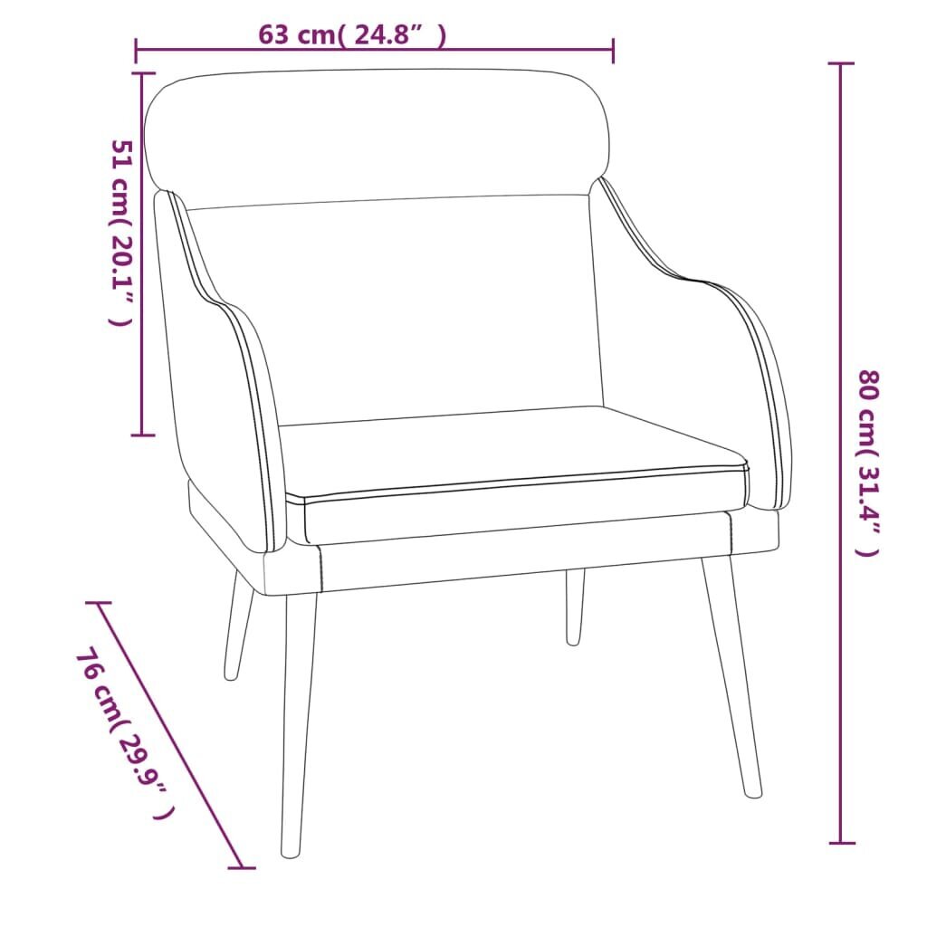 Krėslas vidaXL, Aksomas, 63x76x80cm, kreminė spalva kaina ir informacija | Svetainės foteliai | pigu.lt