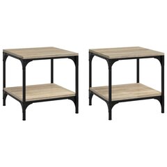 Šoniniai staliukai, 2vnt., ąžuolo, 40x40x40cm, apdirbta mediena kaina ir informacija | Kavos staliukai | pigu.lt
