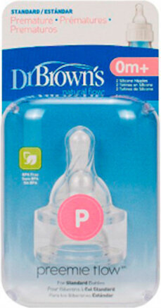 Dr Brown Options Preemie Flow žindukai siaurakakliams buteliukams – dviguba pakuotė цена и информация | Buteliukai kūdikiams ir jų priedai | pigu.lt