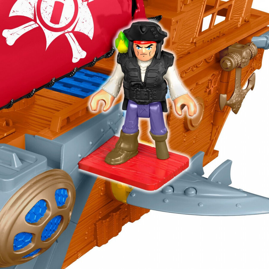 Žaislų rinkinys su laivu Fisher Price Shark Bite Pirate Ship DHH61 kaina ir informacija | Žaislai berniukams | pigu.lt