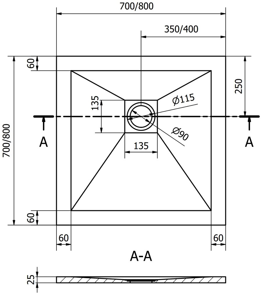 Kvadratinis dušo padėklas Mexen Stone+ su sifonu, Grey, 70/80/90/100 cm kaina ir informacija | Dušo padėklai | pigu.lt