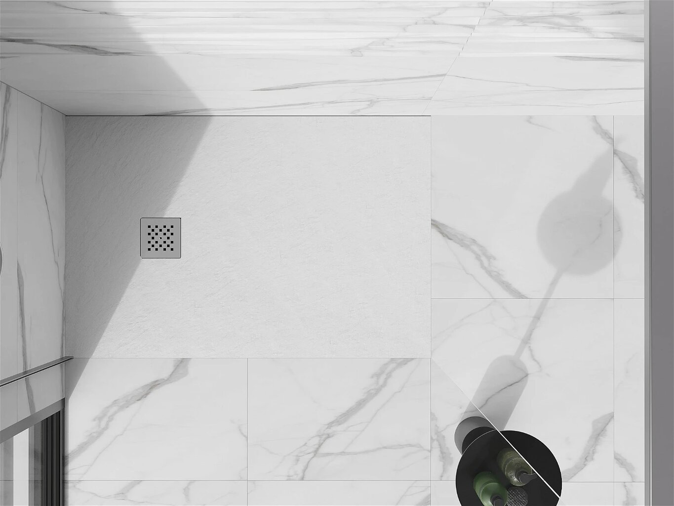 Stačiakampis dušo padėklas Mexen Stone+ su sifonu, White, 100x70,80,90 cm kaina ir informacija | Dušo padėklai | pigu.lt
