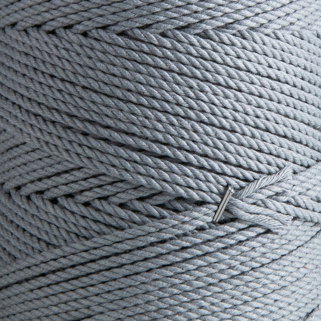 Makrame virvė pynimui 3mm 200m ilgio 3 gijų sukta medvilninė virvutė PLIENO PILKA цена и информация | Nėrimo priemonės | pigu.lt