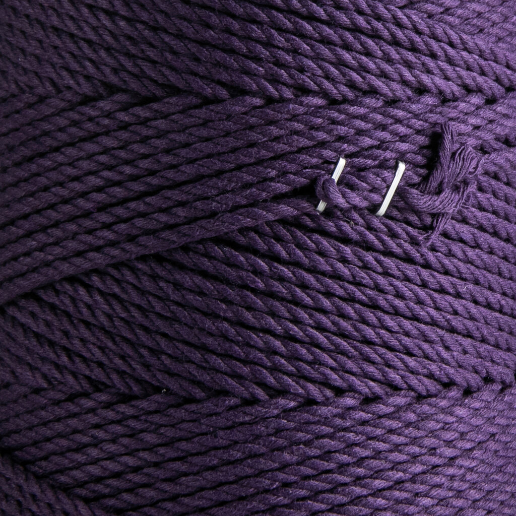 Makrame virvė pynimui 3mm 200m ilgio 3 gijų sukta medvilninė virvutė tamsiai violetinė kaina ir informacija | Nėrimo priemonės | pigu.lt