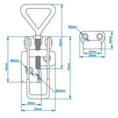 Priekabos durų spyna 115-125mm reguliuojama kaina ir informacija | Auto reikmenys | pigu.lt