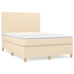 Кровать с матрасом, пружинами и светодиодом vidaXL, кремовая, 140х200 см цена и информация | Кровати | pigu.lt