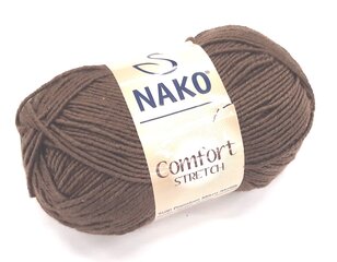 Mezgimo siūlai Nako Comfort Stretch 50g, spalva ruda 924RD kaina ir informacija | Mezgimui | pigu.lt