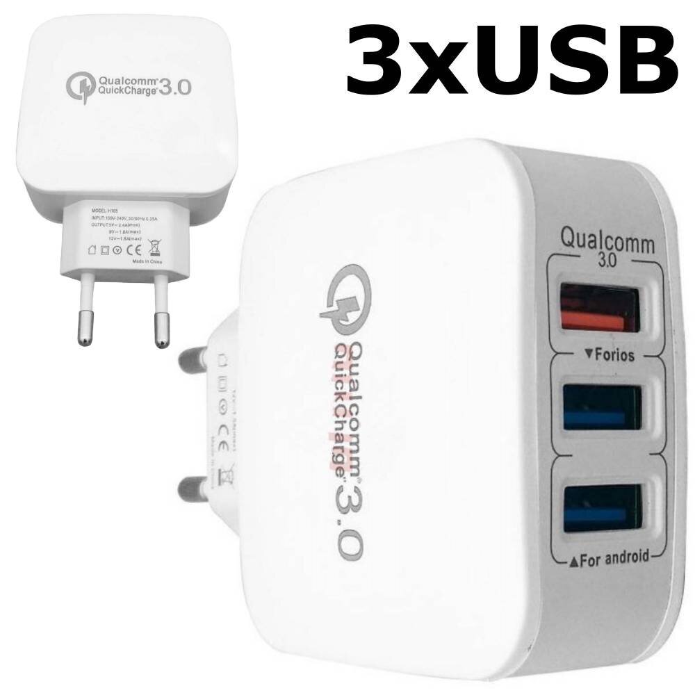 QuickCharge 3xUSB, 2.4A kaina ir informacija | Krovikliai telefonams | pigu.lt