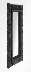 Rankomis raižytas vonios veidrodis mediniais rėmais, 40 x 70 cm, SAMBLUNG, juodas kaina ir informacija | Vonios veidrodžiai | pigu.lt