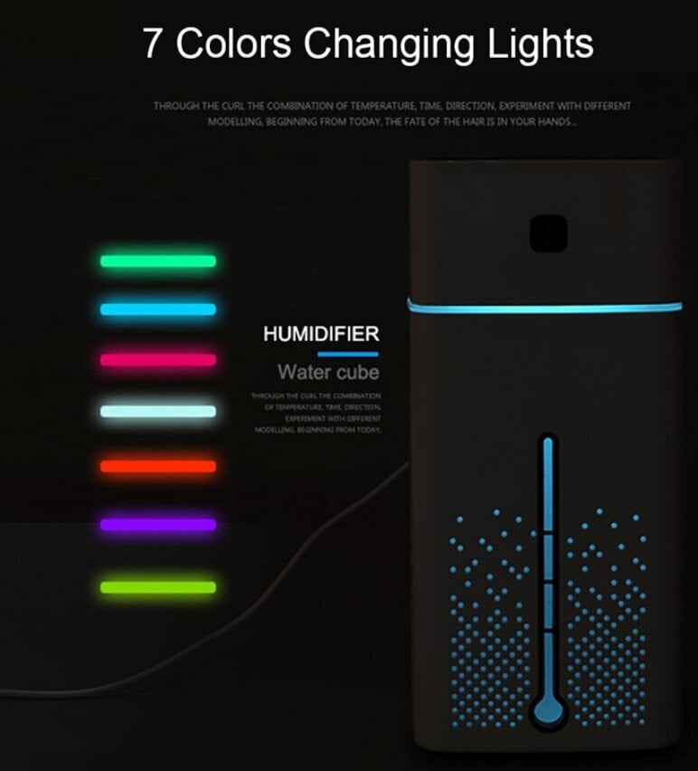 Ultragarsinis oro drėkintuvas Mute 7 Color Night Light 1000ML kaina ir informacija | Oro drėkintuvai | pigu.lt