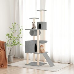 Draskyklė katėms su stovais iš sizalio vidaXL, 168cm, pilka kaina ir informacija | Draskyklės | pigu.lt