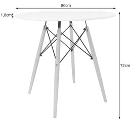 Stalas TODI 80cm, baltas/juodas kaina ir informacija | Virtuvės ir valgomojo stalai, staliukai | pigu.lt