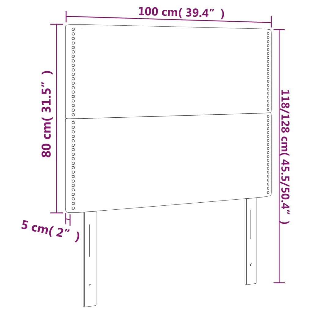 Galvūgalis su LED vidaXL, Audinys, 100x5x118/128cm, šviesiai pilka kaina ir informacija | Lovos | pigu.lt