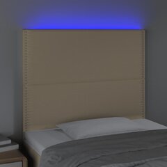 vidaXL Galvūgalis su LED, kreminės spalvos, 100x5x118/128cm, audinys цена и информация | Кровати | pigu.lt