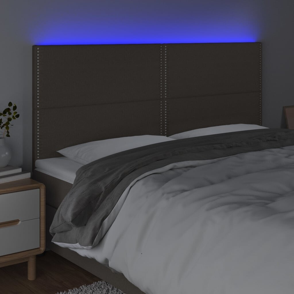 Galvūgalis su LED vidaXL, Audinys, 160x5x118/128cm, taupe spalva kaina ir informacija | Lovos | pigu.lt