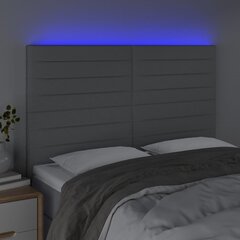 Galvūgalis su LED vidaXL, Audinys, 144x5x118/128cm, šviesiai pilka цена и информация | Кровати | pigu.lt