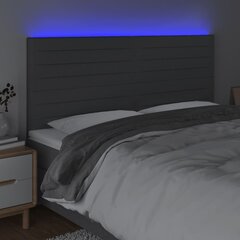 Galvūgalis su LED vidaXL, Audinys, 160x5x118/128cm, tamsiai pilka kaina ir informacija | Lovos | pigu.lt