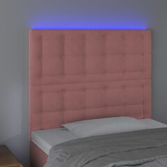 Galvūgalis su LED vidaXL, Aksomas, 100x5x118/128cm, rožinė spalva цена и информация | Кровати | pigu.lt
