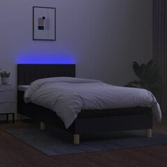 vidaXL Lova su spyruoklėmis/čiužiniu/LED, juoda, 80x200cm, audinys цена и информация | Кровати | pigu.lt