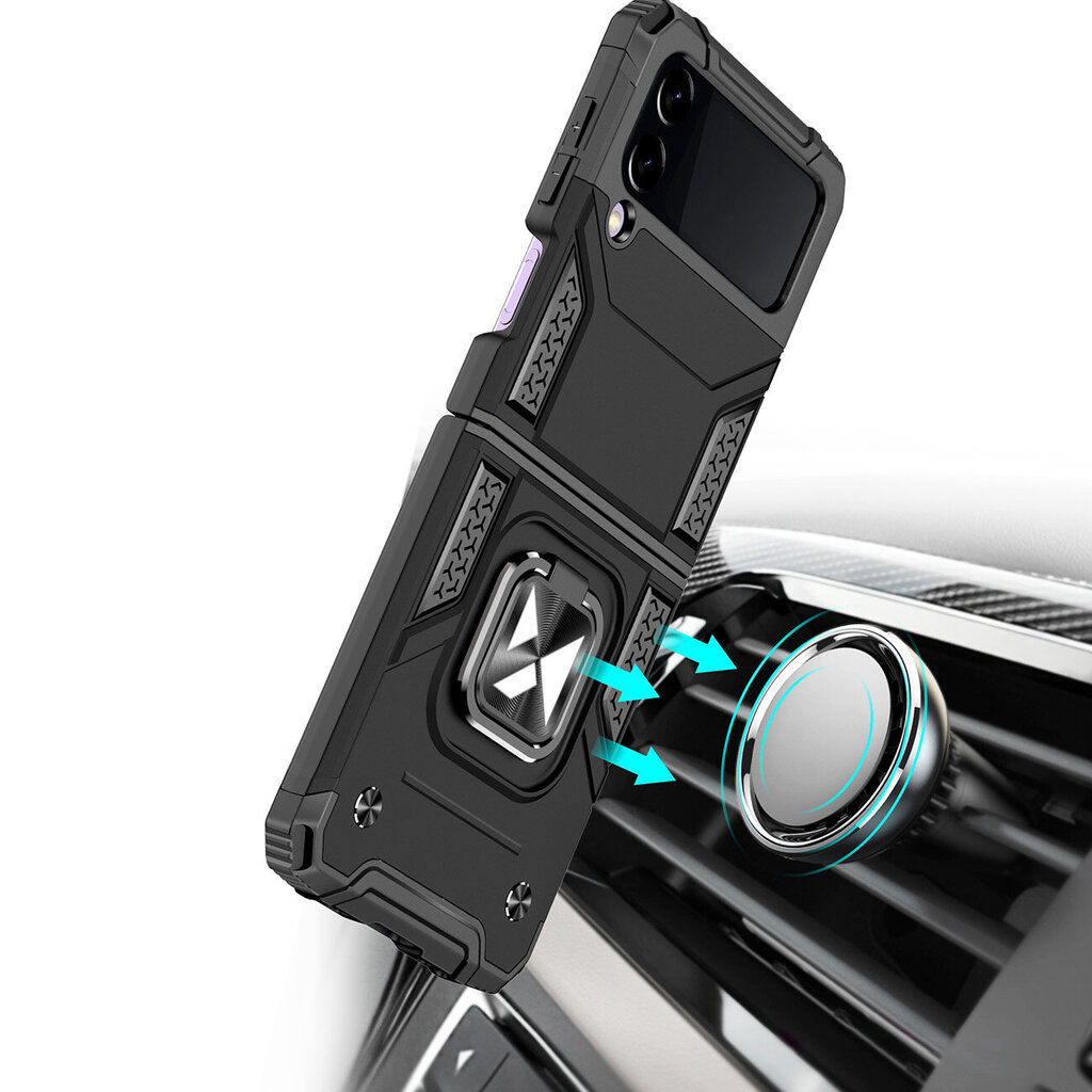 Wozinsky Ring Armor skirtas Samsung Galaxy Z Flip 4, juoda kaina ir informacija | Telefono dėklai | pigu.lt