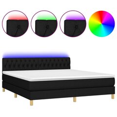 Кровать с пружинами/матрасом/LED, 180х200 см, черный цена и информация | Кровати | pigu.lt