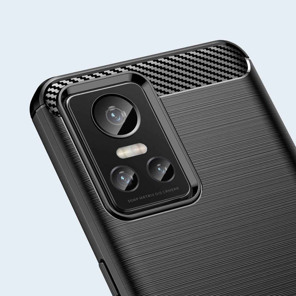 Carbon Case skirtas Realme GT Neo 3, juoda цена и информация | Telefono dėklai | pigu.lt